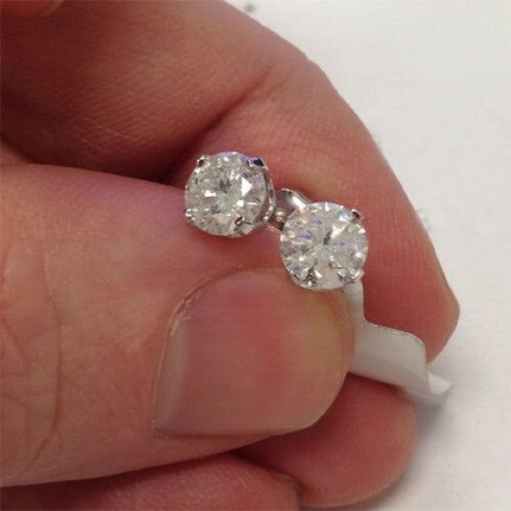 ONELEFT💎$1200 1.0Ct Natural Diamond 14K Gold Stud - Picture 5 of 6